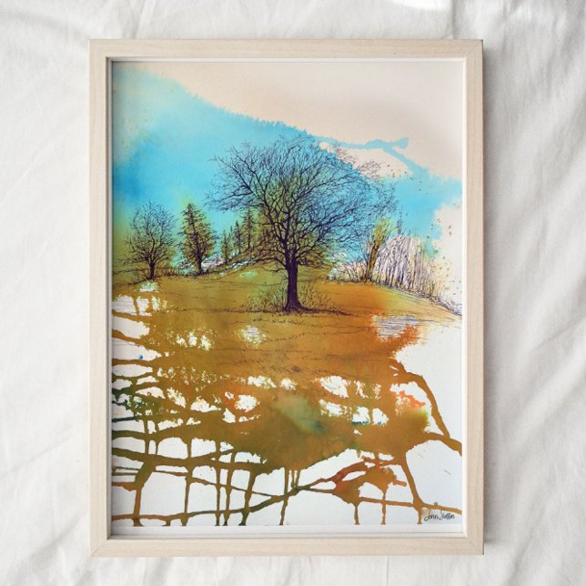 Trees Blue Rust Watercolor Ink Tree Art Print (Creator Uploaded)