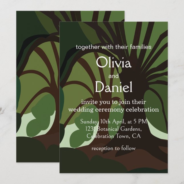 Trees Botanical Nature Destination Wedding Invitation (Front/Back)