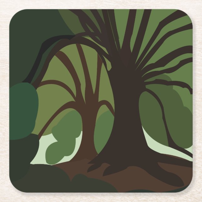 Trees Botanical Nature Square Paper Coaster (Front)