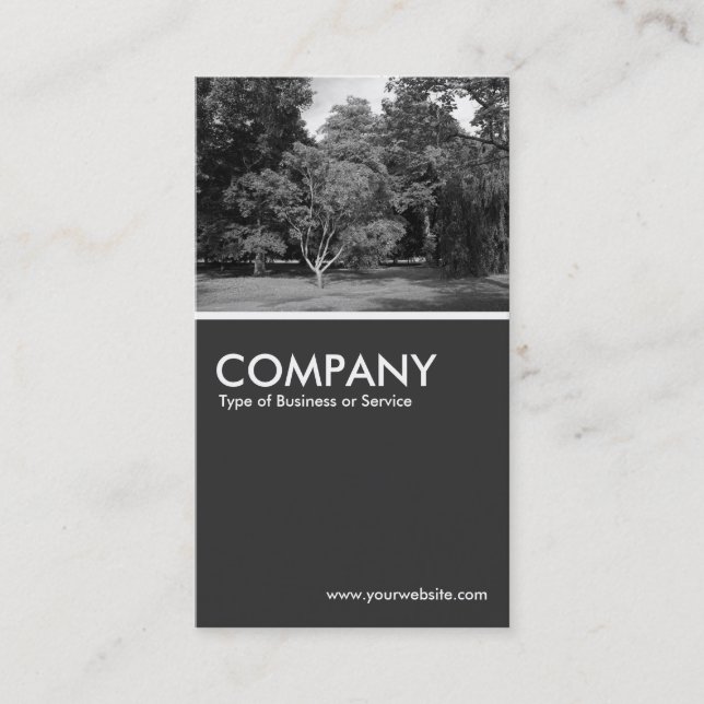 Trees, Bute Park, Cardiff BW - 80pc Gray Business Card (Front)