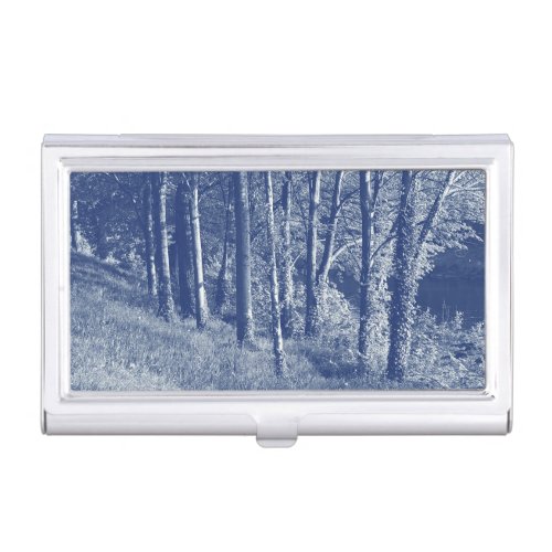 Trees by a River _ Cyanotype Effect Business Card Holder