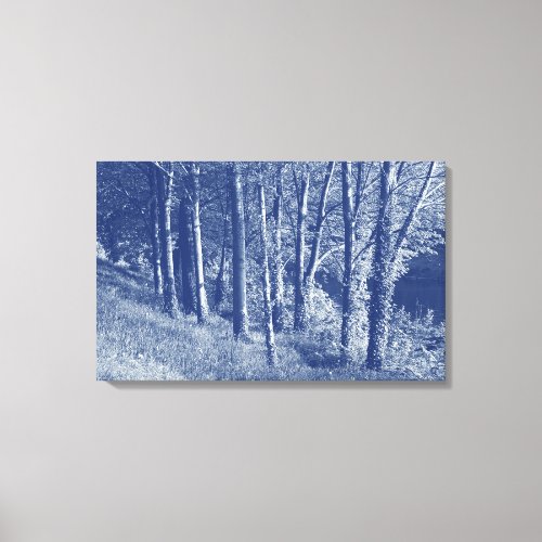 Trees by a River _ Cyanotype Effect Canvas Print