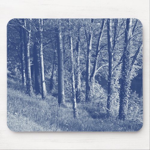 Trees by a River _ Cyanotype Effect Mouse Pad