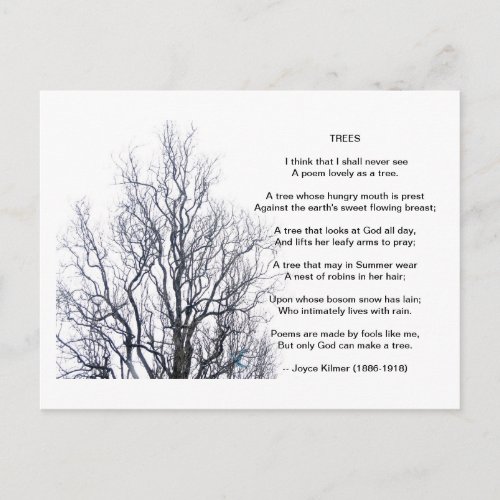 Trees by Joyce Kilmer Postcard