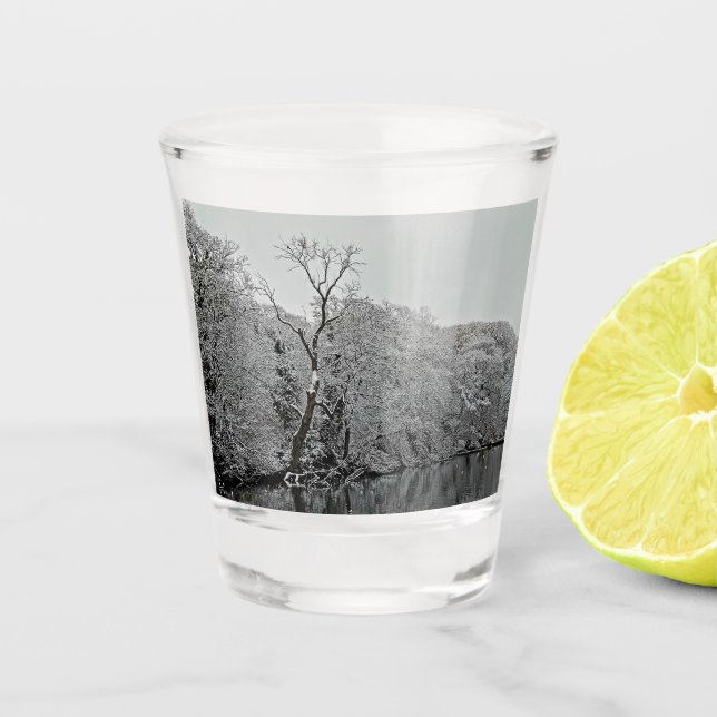 Trees , by the water shot glass (Front)