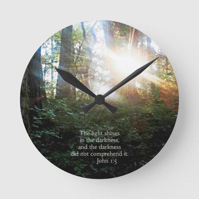 Trees Christian Bible Verse Scripture Creationarts Round Clock (Front)