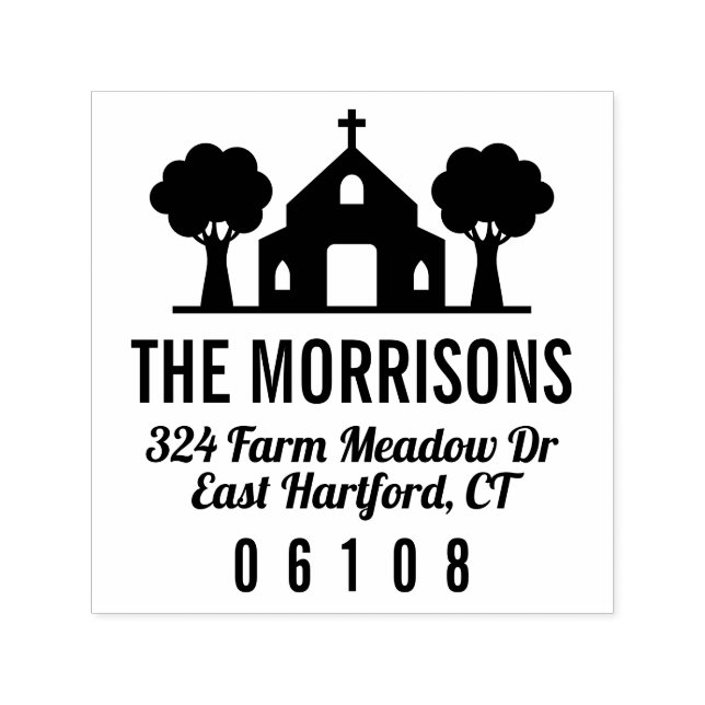 Trees Church Name & Return Address Self-inking Stamp (Design)