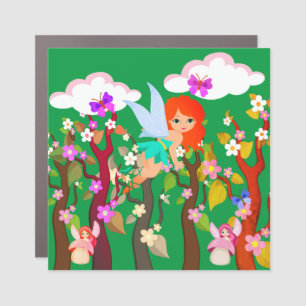 Trees clouds with fairies car magnet
