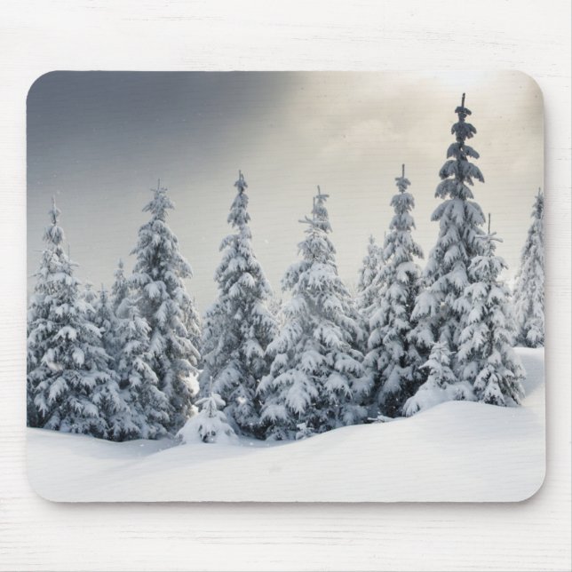 Trees Covered With Hoarfrost And Snow Mouse Pad (Front)