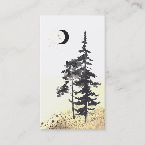  Trees Crescent Moon Gold Stars Moon Beams Business Card
