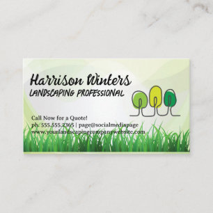 Trees Doodles Logo Grass Landscaping Business Card