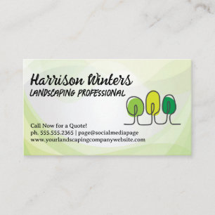 Trees Doodles Logo Landscaping Business Card