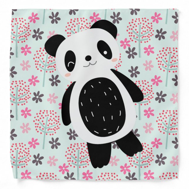 Trees, Flowers, and Panda Bears Bandana (Front)