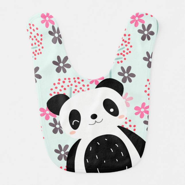Trees, Flowers, and Panda Bears Bib (Front)