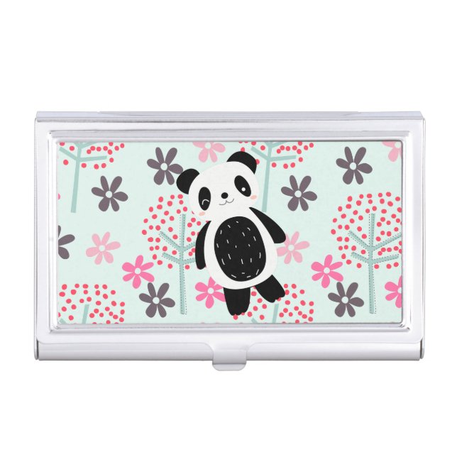 Trees, Flowers, and Panda Bears Business Card Case (Front)