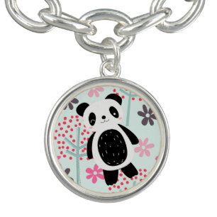 Trees, Flowers, and Panda Bears Charm Bracelet