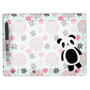 Trees, Flowers, and Panda Bears Dry Erase Board With Keychain Holder