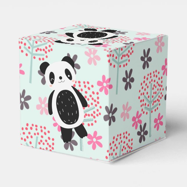 Trees, Flowers, and Panda Bears Favor Boxes (Back Side)