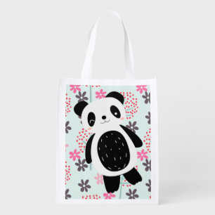 Trees, Flowers, and Panda Bears Grocery Bag