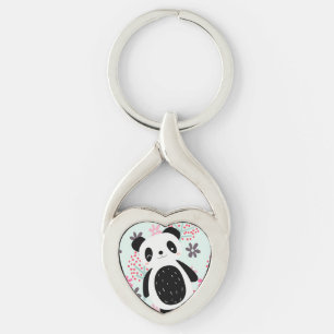 Trees, Flowers, and Panda Bears Keychain