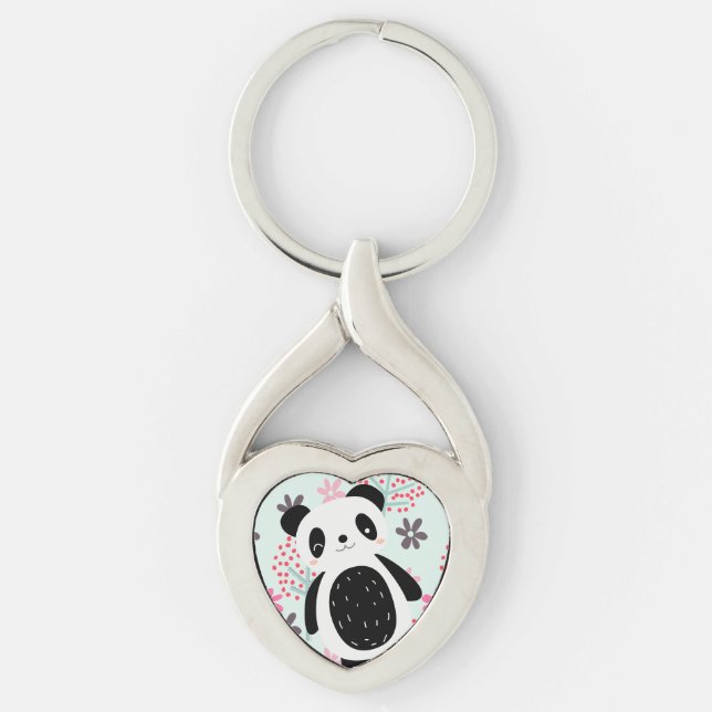 Trees, Flowers, and Panda Bears Keychain (Front)