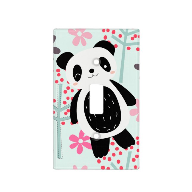 Trees, Flowers, and Panda Bears Light Switch Cover (Front)