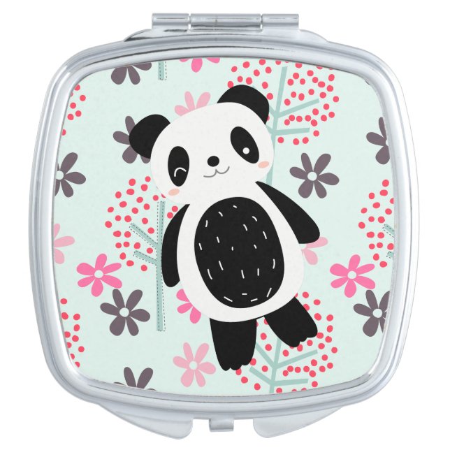 Trees, Flowers, and Panda Bears Mirror For Makeup (Front)