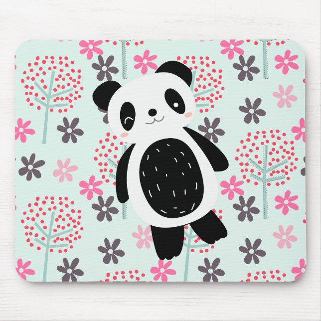 Trees, Flowers, and Panda Bears Mouse Pad (Front)