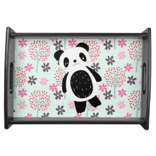 Trees, Flowers, and Panda Bears Serving Tray