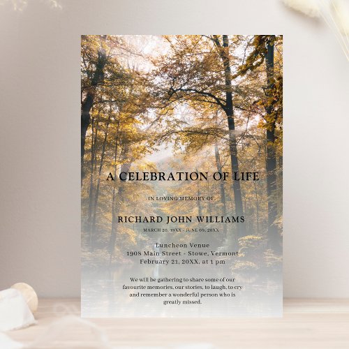 Trees Forest Nature Celebration of Life Funeral Invitation