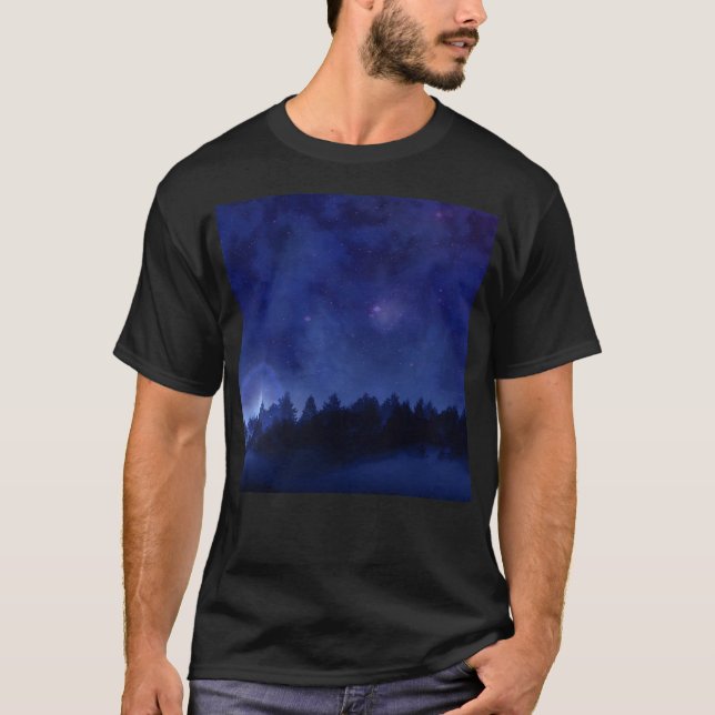 Trees. Forest. Night. T-Shirt (Front)