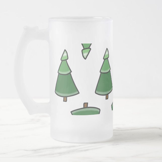 Trees Frosted Glass Beer Mug (Left)
