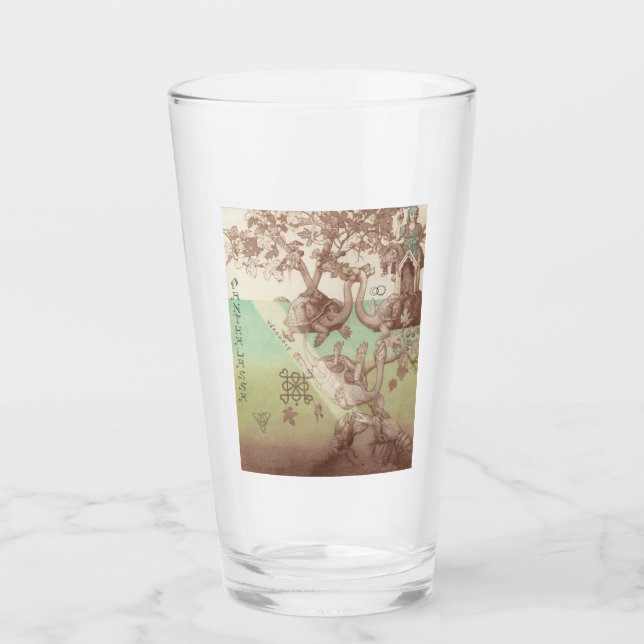 Trees growing on Sea Turtle Islands Illustration Glass (Front)