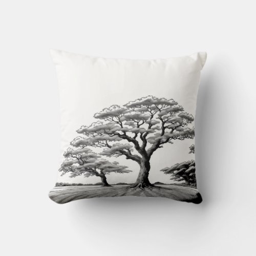 Trees in a Field Throw Pillow