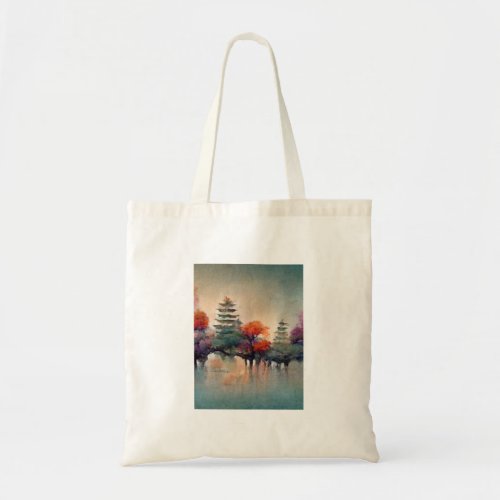 Trees in a surreal painting pastel colors abstra tote bag
