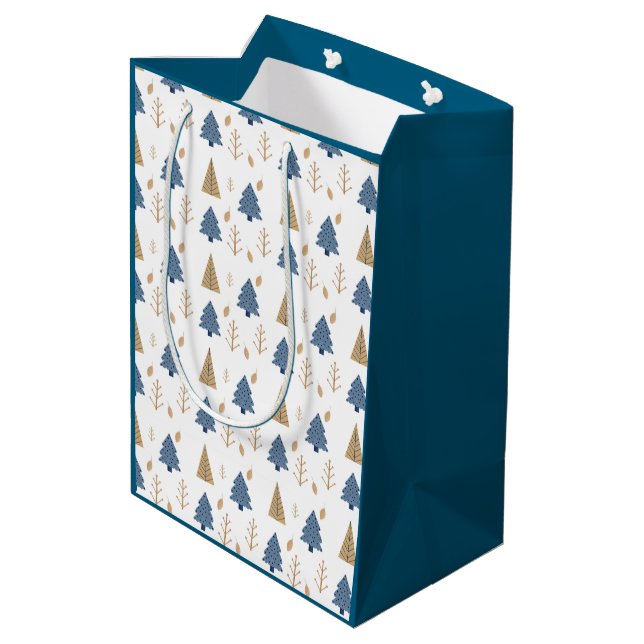 Trees in Blue and Gold Medium Gift Bag (Back Angled)