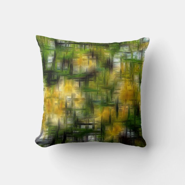 Trees in flowering digital effect style impression throw pillow (Front)