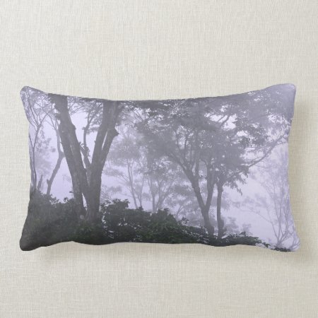 Trees In Fog Lumbar Pillow