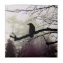 Trees in Fog with a Raven ceramic Tile