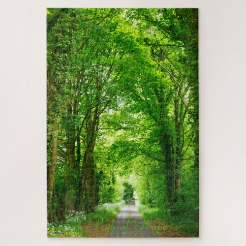 Trees in Park Path in Nature Photography Add Text Jigsaw Puzzle