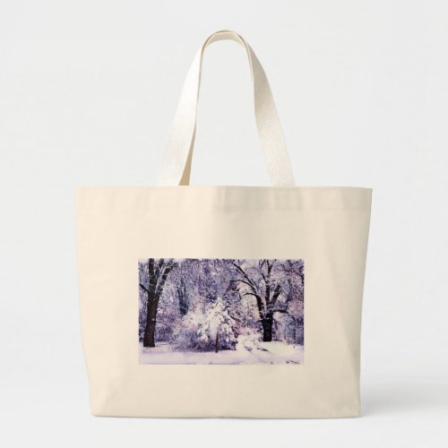 Trees in Snow Large Tote Bag