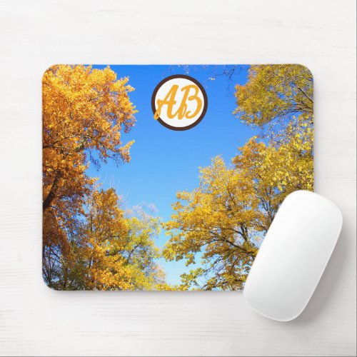 Trees in the Fall Mousepad with Initials