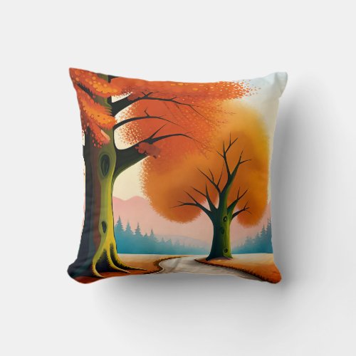Trees in the fall throw pillow