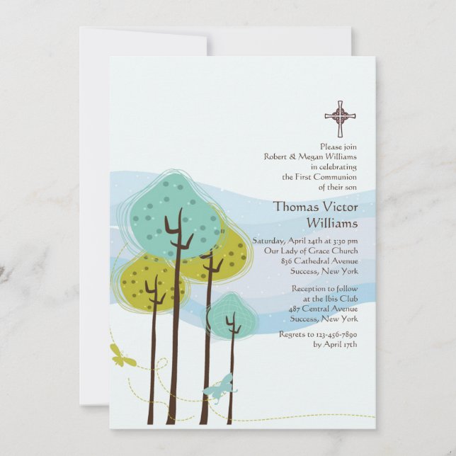 Trees in the Meadow Religious Invitation (Front)