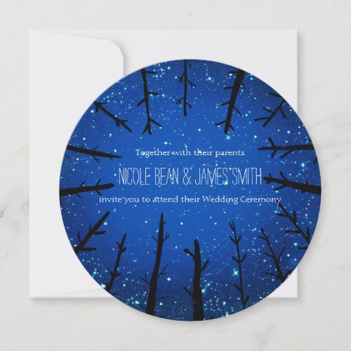 Trees In the Night Sky Rustic Wedding Invitations