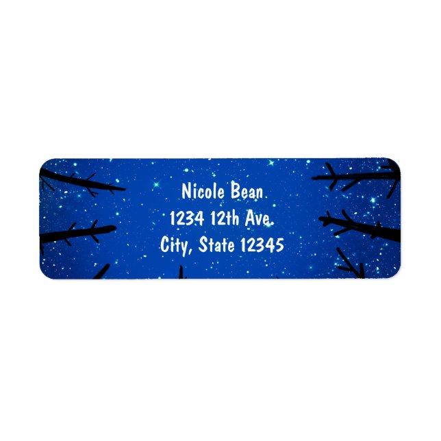 Trees In the Night Sky Rustic Wedding Labels (Front)