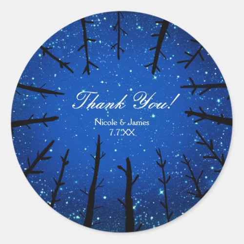 Trees In the Night Sky Rustic Wedding Stickers