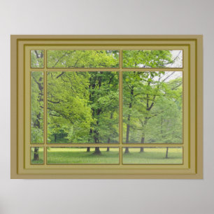 trees in the park window view poster