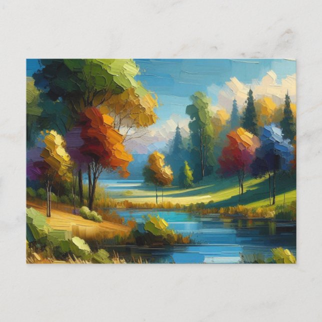 Trees Lake in Landscape,  Postcard (Front)