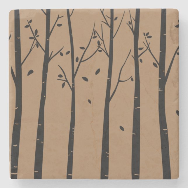 Trees Leaves Falling Stone Coaster (Front)